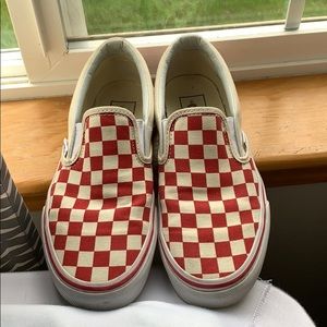Checkered slip on vans